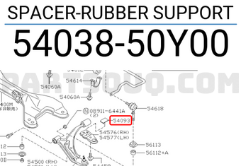 Nissan 5403850Y00 SPACER-RUBBER SUPPORT