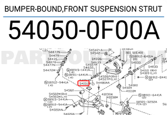 Nissan 540500F00A BUMPER-BOUND,FRONT SUSPENSION STRUT