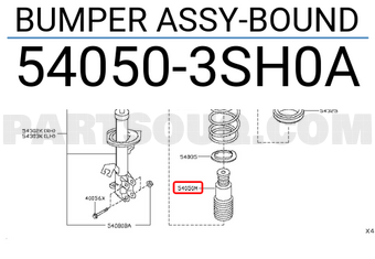 Nissan 540503SH0A BUMPER ASSY-BOUND