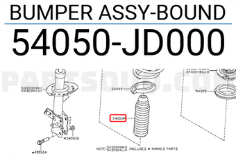 Nissan 54050JD000 BUMPER ASSY-BOUND