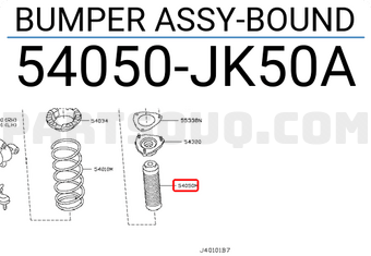 Nissan 54050JK50A BUMPER ASSY-BOUND