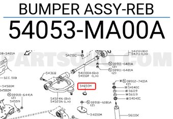 Nissan 54053MA00A BUMPER ASSY-REB