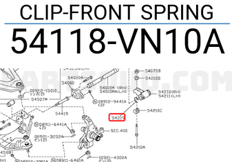 Nissan 54118VN10A CLIP-FRONT SPRING