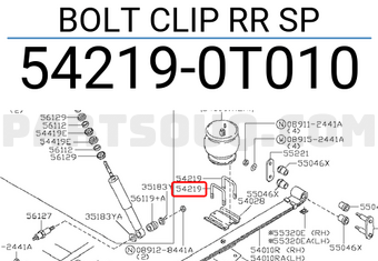 Nissan 542190T010 BOLT CLIP RR SP