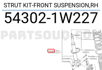 Nissan 543021W227 STRUT KIT-FRONT SUSPENSION,RH