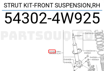 Nissan 543024W925 STRUT KIT-FRONT SUSPENSION,RH
