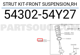 Nissan 5430254Y27 STRUT KIT-FRONT SUSPENSION,RH