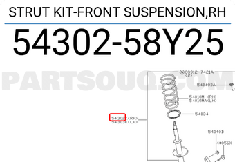 Nissan 5430258Y25 STRUT KIT-FRONT SUSPENSION,RH