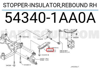 Nissan 543401AA0A STOPPER-INSULATOR,REBOUND RH