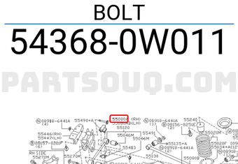 Nissan 543680W011 BOLT