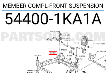 Nissan 544001KA1A MEMBER COMPL-FRONT SUSPENSION