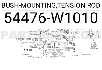Nissan 54476W1010 BUSH-MOUNTING,TENSION ROD