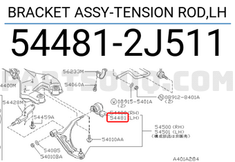 Nissan 544812J511 BRACKET ASSY-TENSION ROD,LH