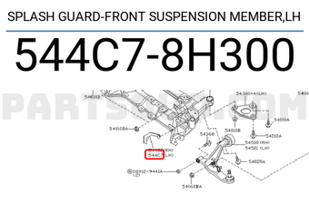 Nissan 544C78H300 SPLASH GUARD-FRONT SUSPENSION MEMBER,LH