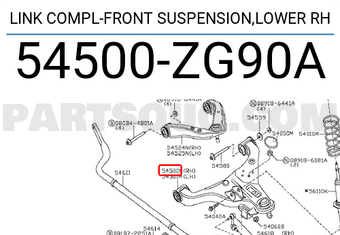Nissan 54500ZG90A LINK COMPL-FRONT SUSPENSION,LOWER RH