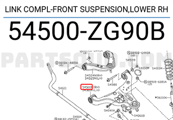 Nissan 54500ZG90B LINK COMPL-FRONT SUSPENSION,LOWER RH