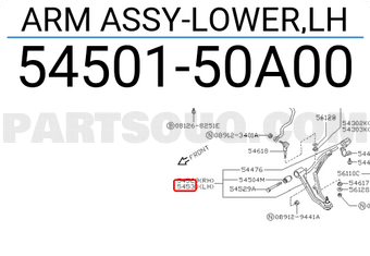 Nissan 5450150A00 ARM ASSY-LOWER,LH