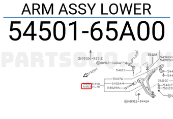 Nissan 5450165A00 ARM ASSY LOWER