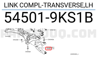 Nissan 545019KS1B LINK COMPL-TRANSVERSE,LH