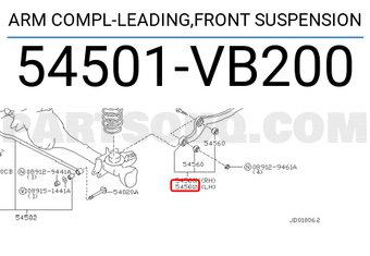 Nissan 54501VB200 ARM COMPL-LEADING,FRONT SUSPENSION