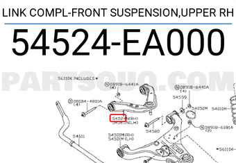 Nissan 54524EA000 LINK COMPL-FRONT SUSPENSION,UPPER RH