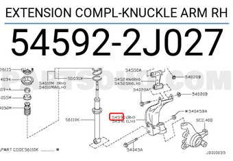 Nissan 545922J027 EXTENSION COMPL-KNUCKLE ARM RH