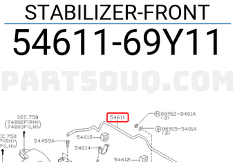 Nissan 5461169Y11 STABILIZER-FRONT