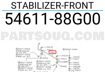 Nissan 5461188G00 STABILIZER-FRONT