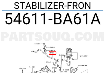 Nissan 54611BA61A STABILIZER-FRON