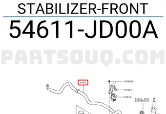 Nissan 54611JD00A STABILIZER-FRONT