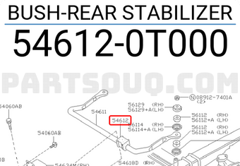 Nissan 546120T000 BUSH-REAR STABILIZER