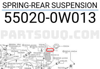 Nissan 550200W013 SPRING-REAR SUSPENSION