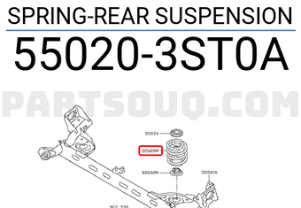 Nissan 550203ST0A SPRING-REAR SUSPENSION