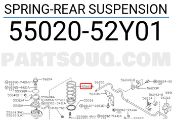 Nissan 5502052Y01 SPRING-REAR SUSPENSION