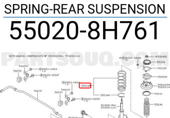 Nissan 550208H761 SPRING-REAR SUSPENSION