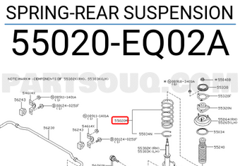 Nissan 55020EQ02A SPRING-REAR SUSPENSION