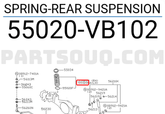 Nissan 55020VB102 SPRING-REAR SUSPENSION
