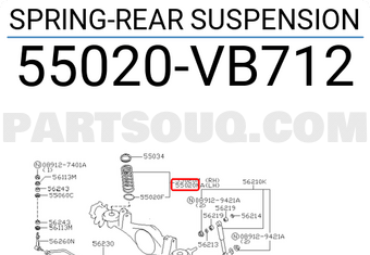 Nissan 55020VB712 SPRING-REAR SUSPENSION