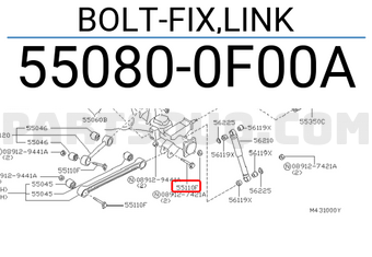 Nissan 550800F00A BOLT-FIX,LINK