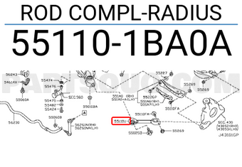 Nissan 551101BA0A ROD COMPL-RADIUS