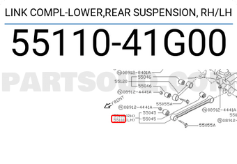 Nissan 5511041G00 LINK COMPL-LOWER,REAR SUSPENSION, RH/LH