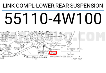 Nissan 551104W100 LINK COMPL-LOWER,REAR SUSPENSION