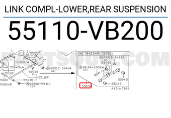 Nissan 55110VB200 LINK COMPL-LOWER,REAR SUSPENSION