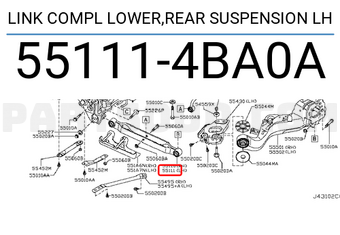 Nissan 551114BA0A LINK COMPL LOWER,REAR SUSPENSION LH