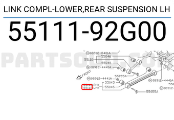 Nissan 5511192G00 LINK COMPL-LOWER,REAR SUSPENSION LH