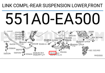 Nissan 551A0EA500 LINK COMPL-REAR SUSPENSION LOWER,FRONT