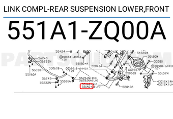 Nissan 551A1ZQ00A LINK COMPL-REAR SUSPENSION LOWER,FRONT