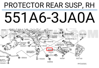 Nissan 551A63JA0A PROTECTOR REAR SUSP, RH