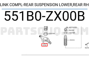 Nissan 551B0ZX00B LINK COMPL-REAR SUSPENSION LOWER,REAR RH
