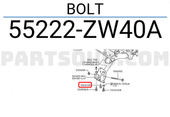 Nissan 55222ZW40A BOLT